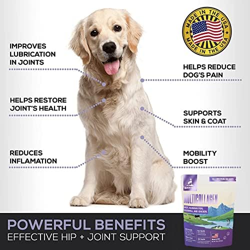 Multi-Collagen Peptide Daily Liquid Collagen for Dogs, Dog Collagen, Eggshell Powder Membrane for Dogs - Arthritis, Skin & Coat Health, Allergies,Dog Mobility Hip & Joint Pain Joint Supplement Relief