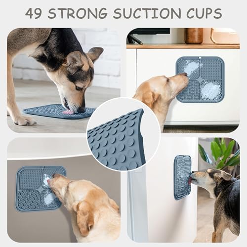 ChefAide 2 Pack Lick Mat for Dogs,Cats,Upgraded 8.5×8.5 inches Licking Mats with Suction Cups,Slow Feeder Licking Pad for Anxiety Relief and Boredom Reducer,Suitable for Dog Training