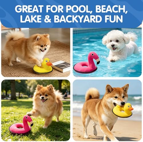 Floating Flamingo Squeaky Water Pool Toy for Small & Medium Dogs