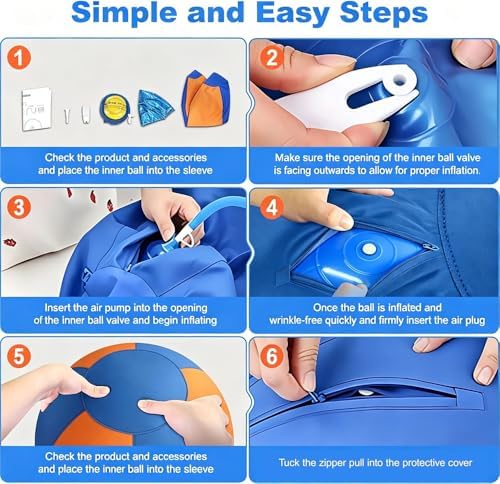 Sheepdog Herding Ball 10/18/22/25 Inch, Heavy-Duty Double-Layer Anti-Burst Tear-Resistant Interactive Dog Toy with Air Pump Washable Cover for Indoor Outdoor Play (Three Colors, 10 in)
