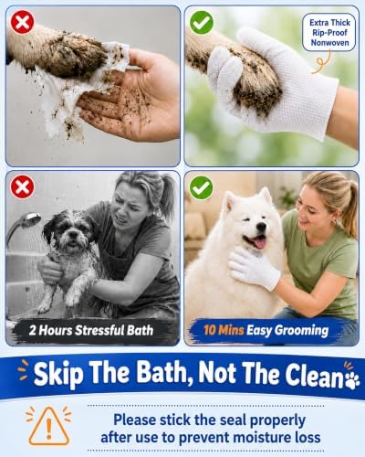 Pet Glove Wipes for Dogs and Cats,Disposable Pet Grooming Gloves