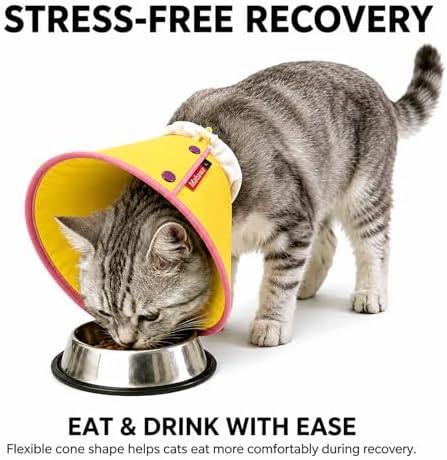 Soft Dog Cone Collar for Dogs & Cats, Adjustable Elizabethan Recovery Collar, Lightweight EPE Material, Post-Surgery Wound Protection (Yellow, S)