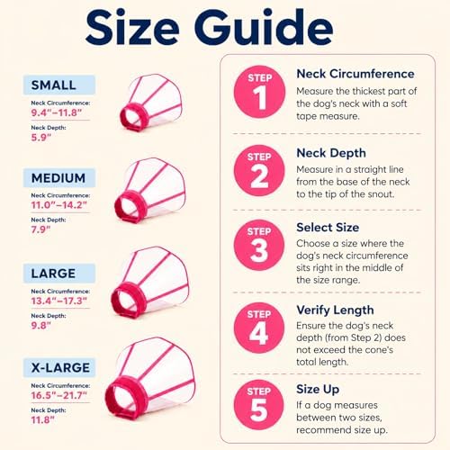 Soft Neck Pad-Hard Plastic Dog Surgery Recovery Cone Collar for Large Dogs