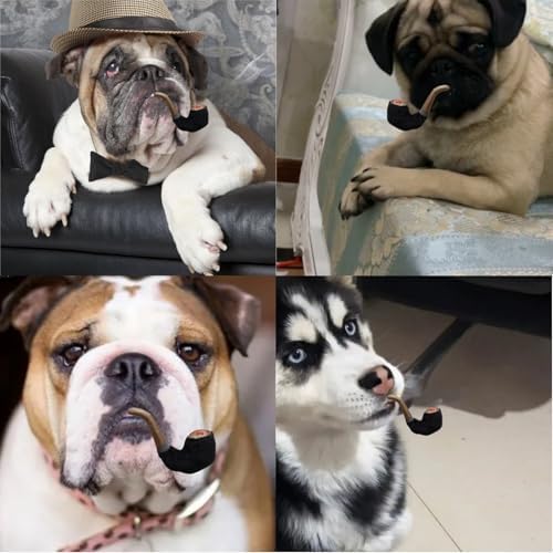 PetPhindU Dog Squeaky Plush Chew Toy for Molar Teeth Cleaning - Interactive Soft Stuffed Tobacco Pipe Pattern