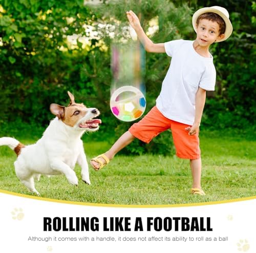 Dog Toy Ball with Handle, Toss and Fetch Play, Interactive Ball for Dogs Playing, Squeaky Floating (Transparent)