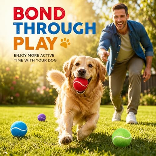Yunsailing 45 Pcs Dog Tennis Balls 2.4 Inch Dogs Toy Balls Bright Colors Pet Training Toy for Small Medium Large Puppy Indoor Outdoor Interactive Training Exercise Games