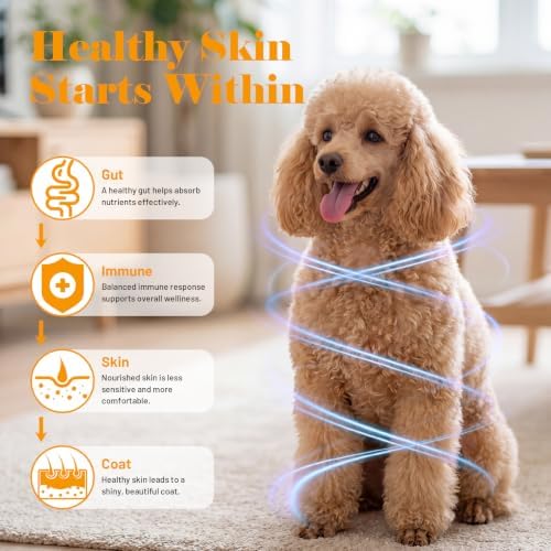 Dog Allergy Chews for Dogs - Skin & Coat, Digestive Health & Immune Support, Peanut Butter Flavor, 2 Bottles, 240 Soft Chews