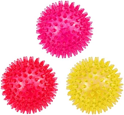 petizer Dog Toy Balls, 3-Pack Squeaky, Floating, Spiky, Interactive Fetch, Chew for Small Medium and Large Dogs, Waterproof, 2.5/3.5in
