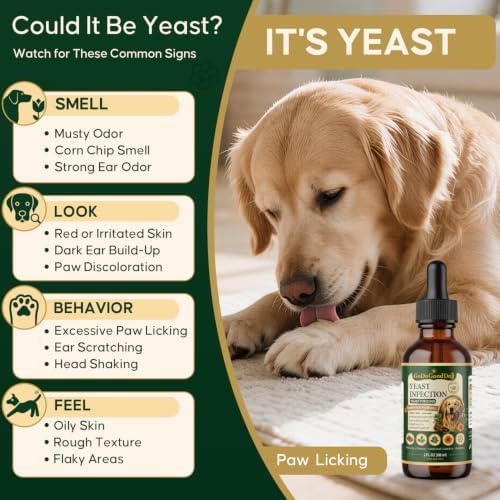 Natural Yeast Support for Dogs, Gut Skin Ear & Paw Balance, Chicken Flavor