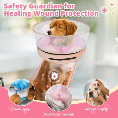 Inflatable Dog Cone with Anti-Licking Clear Shield, Fits Small Dogs