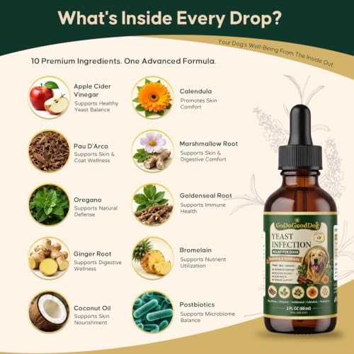 Natural Yeast Support for Dogs, Gut Skin Ear & Paw Balance, Chicken Flavor