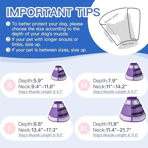 Soft Cone for Large Dogs to Stop Licking - Adjustable Recovery E-Collar for After Surgery, Neuter & Wound Protection,Lightweight Breathable Pet Elizabethan Collar to Prevent Biting (Purple, XL)