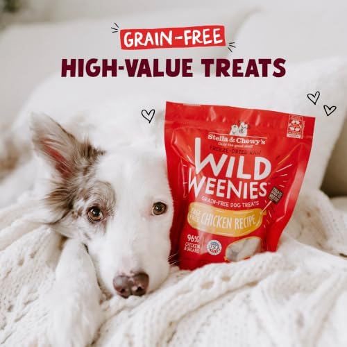 Stella & Chewy's Freeze-Dried Raw Wild Weenies Dog Treats - High-Protein Training Treats for Dogs & Puppies - All-Natural Chicken Recipe with 97% Meat & Organs - USA Made - 11.5 oz Bag
