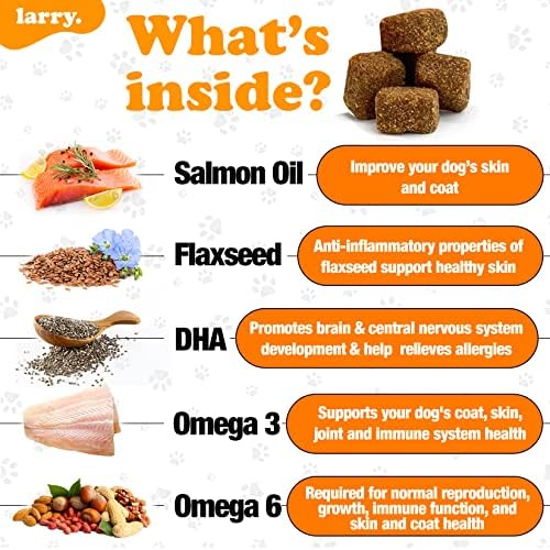 Larry Salmon Oil Dog Chews Skin Coat Omega 3 120 Count