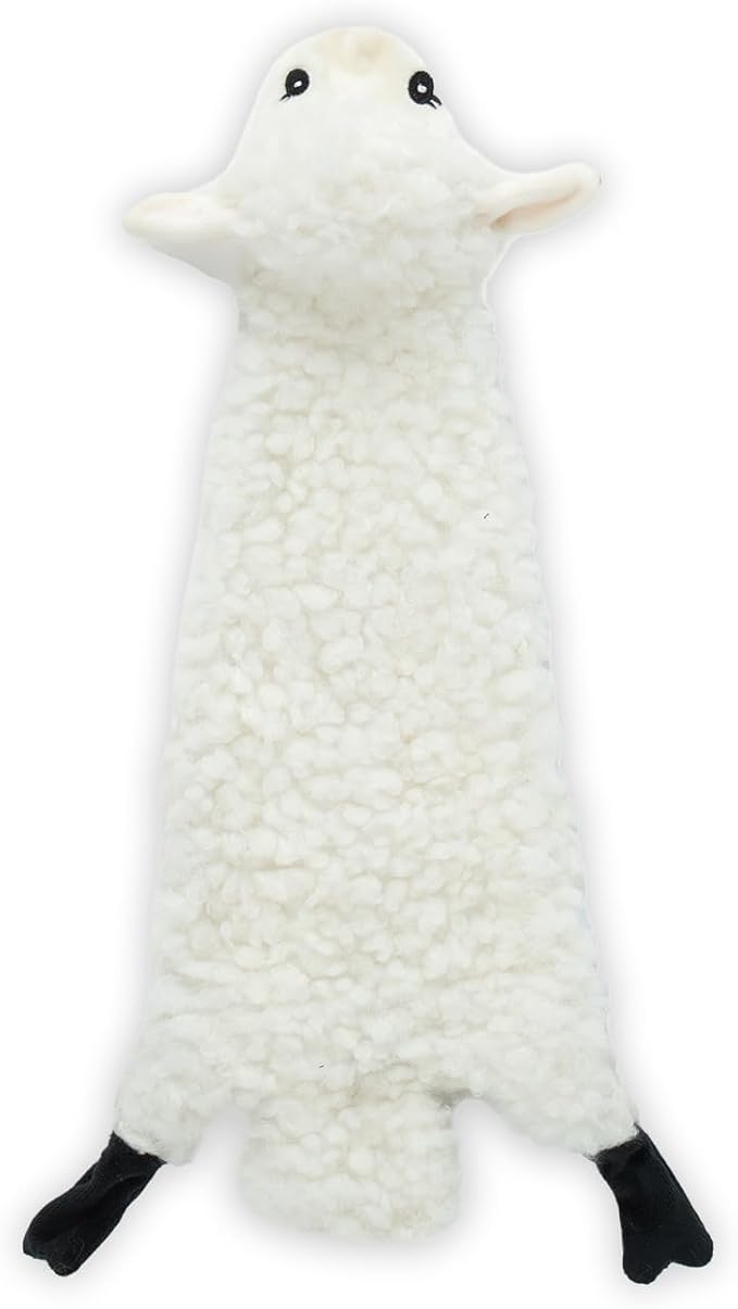 Best Pet Supplies 2-in-1 Stuffless Squeaky Dog Toy - Sheep, Medium | No-Stuffing, 2 built-in squeakers, No Mess, Soft, Holds a Plastic Bottle for Added play, Perfect for Moderate chewers