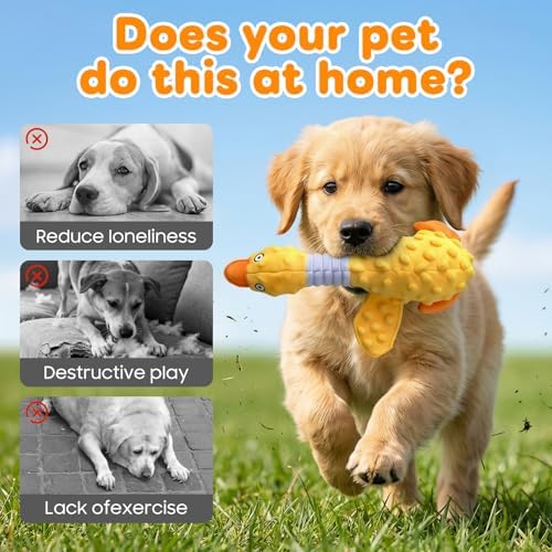 2026 New Duck Dog Toys Calming Toy for Dogs,Dog Toys for Aggressive Chewers, Indestructible Toy with Built-in Squeaker for Boredom Relief, Yellow Duck Dog Plush for Dogs