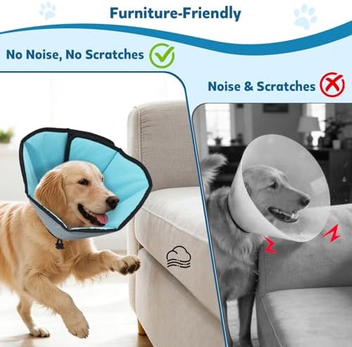 Soft Dog Cone Collar After Surgery: Long Alternative Comfortable Comfy Fabric Recovery Shame Elizabethan Stop Licking Small Medium Large Dogs (Blue, XL)
