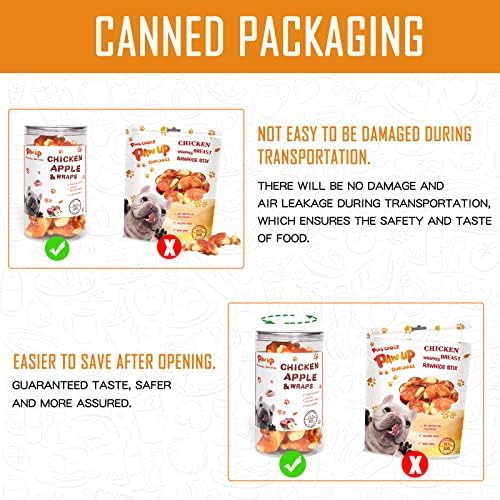 PAWUP Dog Treats Apple Slice Chicken Wrapped, Training Treats w/Taurine for Small Medium Large Dogs, 12.5 oz