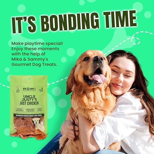 Mika & Sammy's Gourmet Jerky Dog Treats Made in the USA. (Uncle Justy's Just Chicken 5 0z)