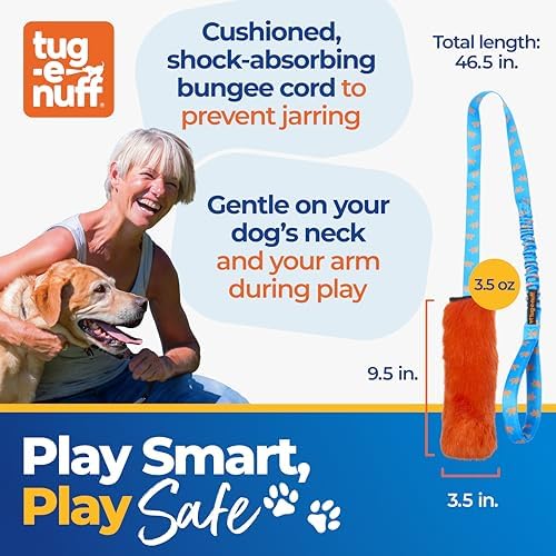 Tug-E-Nuff Faux Fur Squeaky Bungee Chaser (Blue)