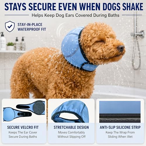 HOFi Dog Ear Covers for Bath: Waterproof Ear Protection to Block 99% Water