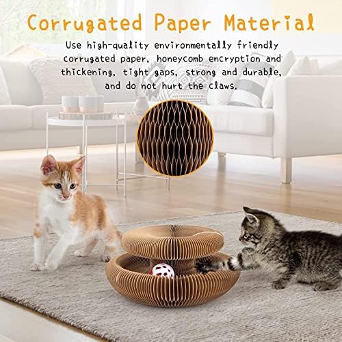Kitty Kurlz Magic Organ Cat Scratcher Toys for Indoor, 2 Pack Twisty Paws Kitten Toy Cardboard Scratching Pads for Claw Grinding Interactive Mental Physical Exercise