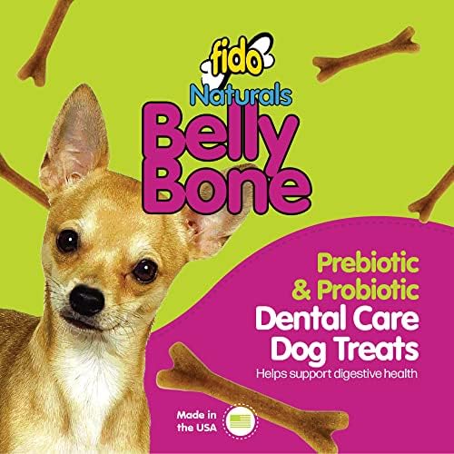 Fido Belly Bones for Dogs, Mini - 21 Count, Pack of 3 - Yogurt-Flavor Dental Treats for Small Dogs - Plaque & Tartar Control for Fresh Breath - Digestive Support - Made in USA (63 Total)