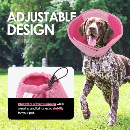 AOFITEE Medium Dog Cone Soft Dog Cone Collar to Stop Licking Pink M