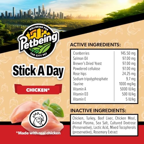 Stick a Day for Dogs | Daily Real Meat Dog Chew Sticks with 7-in-1 Wellness Support | Dog Treats with Vitamins & Nutrients for Daily Routine | Chicken Flavor, 28 Count