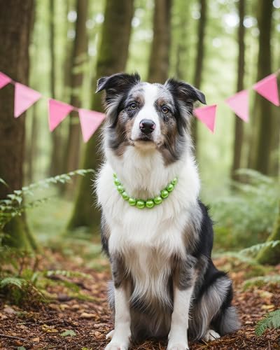 Chunky Pearl Dog Necklace (Beads 20mm),Elegant Classic Super Big Pearl Collar Necklace Accessories for Medium Large Dogs Occasions and Gatherings (Light Green, 4XL(Neck Girth 22.5''-25''))