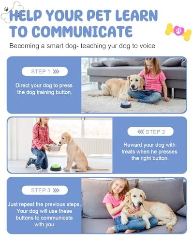 Acools Dog Buttons for Communication, 8 Dog Talking Button Set, 30s Recordable Voice Pet Buzzer Training Buttons, Speaking Button for Dogs with Anti-Slip Dog Buttons Talk Mat and 24 Scene Stickers
