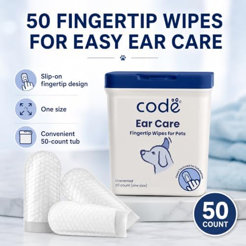 codé Dog Ear Wipes, Unscented Fingertip Cleaning Wipes, 50 Count
