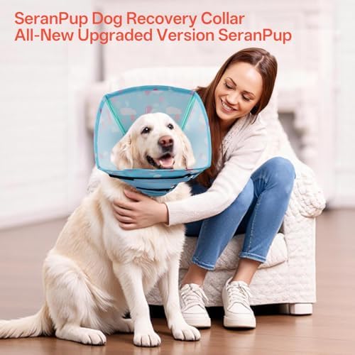 Comfortable Dog Cone - Soft Dog Cone Collar for Medium Dogs,Adjustable Recovery Cone for Dogs to Stop Licking,Cute Pet Head Neck Elizabethan Cone,Cone Alternative After Surgery,L,Blue