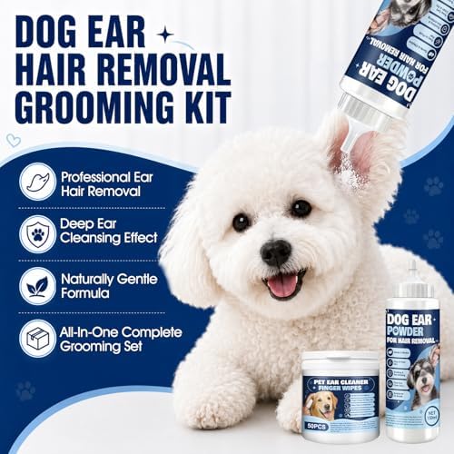 Dog Ear Powder for Hair Removal, Remove Excess Ear Hair, Moisture, Dirt