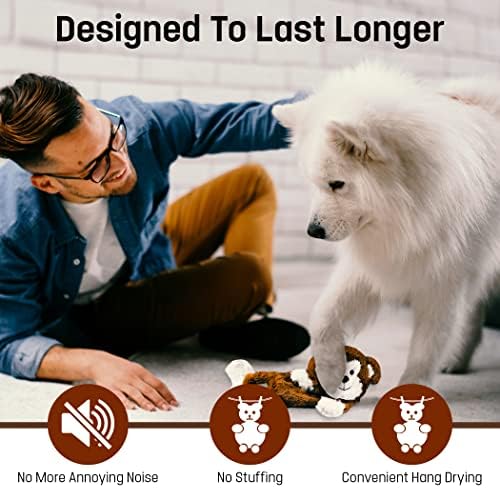 FGA MARKETPLACE Monkey Flat NO Stuffing NO Squeak Plush Dog Toy, Funny Style Will Entertain Your Pet for Hours, Recommended for Small and Medium Dog 21 INCH Long