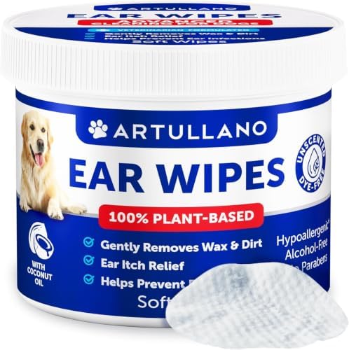 Artullano Dog Ear Cleaner Wipes - Pet Ear Support - All Canine Breeds - Ear Care Kit, Dogs