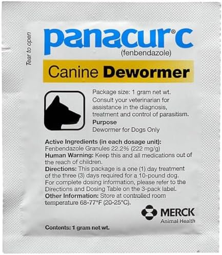 Panacur C Canine Dewormer (Fenbendazole), 1 Gram, Yellow, 3 Count (Pack of 1)