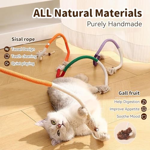 Cat Toys for Indoor Cats, Purple, 3 Pcs Silvervine Sticks & 1 Pc Rope