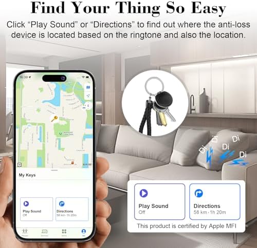Air Tracker Tag, [MFi Certified] Smart Tag, Pet Bluetooth Tracker for Apple Find My, IP68 Waterproof,Replaceable Battery, Key Finder and Item Locator for Keys, Bags, Pets, Wallet-Black
