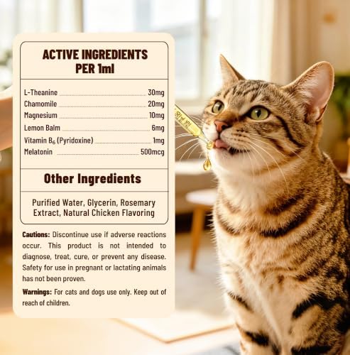 2 fl oz Calming Drops for Dogs &Cats, Liquid Melatonin Sleep Aid