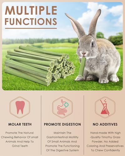 Bissap 50PCS Rabbit Chew Sticks, Natural Papaya Stems Bunny Chews Treats for Rabbits Hamsters Chinchillas Guinea Pigs Small Animals Organic Molar Chewing Snack