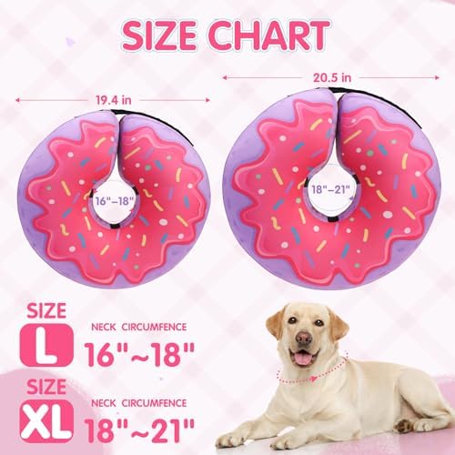 EXPAWLORER X-Large Widen Soft Dog Cone Collar - Inflatable Dog Neck Donut Collar Alternative After Surgery to Stop Licking,Adjustable Protective Recovery E Collar(Purple)