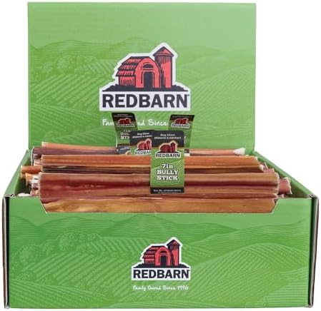 Redbarn 7" Bully Sticks 100% Natural, Long Lasting, Rawhide Free, 35 Count