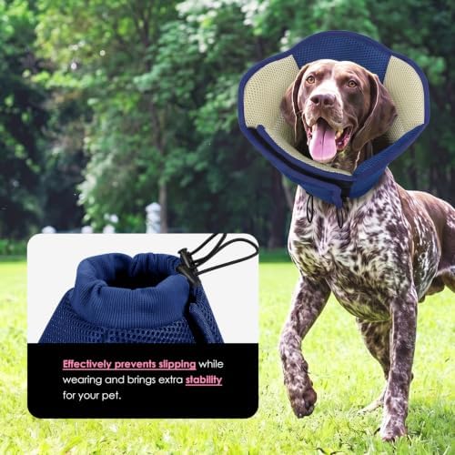 AOFITEE Medium Dog Cone Soft Dog Cone Collar to Stop Licking, NavyBlue M