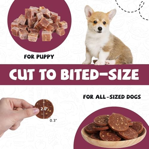 PAWUP Duck Jerky Dog Treats, Duck & Apple Sausage Slices, 12.5 oz