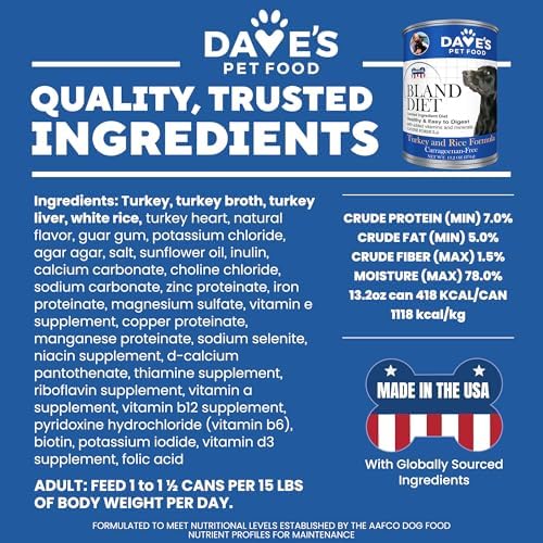 Dave's Pet Food Bland Diet Dog Food, Turkey & Rice, 13.2 oz, 12 pk