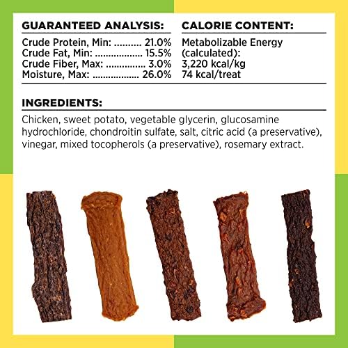 BIXBI Hip & Joint Support Chicken Jerky Dog Treats, 5 oz - USA Made Grain Free Dog Treats - Glucosamine, Chondroitin for Dogs - High in Protein, Antioxidant Rich, Whole Food Nutrition, No Fillers