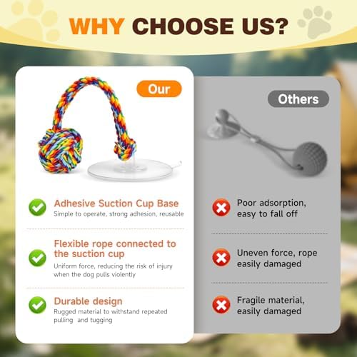 Interactive Dog Toy with Suction Cup, Rope Ball & Built-in Bell, Rainbow