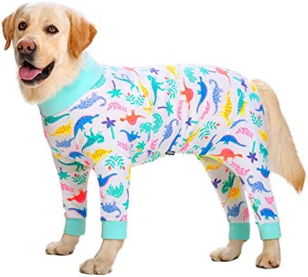 Dog Surgery Recovery Suit Female Male for Dogs After Surgery Medium Large Dogs Onesie Dog Pajamas Pjs Clothes (White, 32 (Chest 32.28 in | Backlength 22.05 in))
