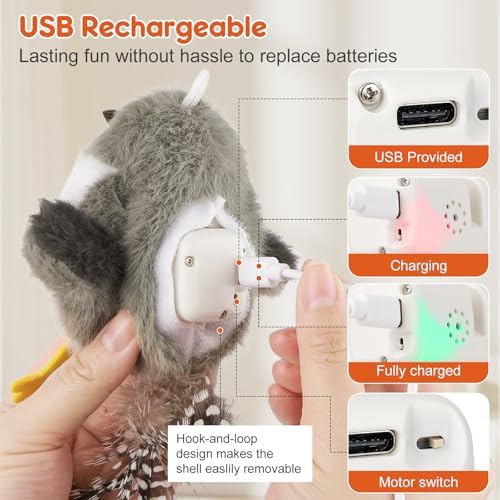 Cat Toys Flapping Bird (No Flying), Lifelike Chirp Tweet, Rechargeable Touch Activated Kitten Toy Interactive Cat Exercise Toys for Indoor Cats Kicker Catnip Toys